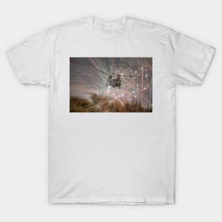 Boeing CH-47 Chinook Helicopter Under Fire T-Shirt